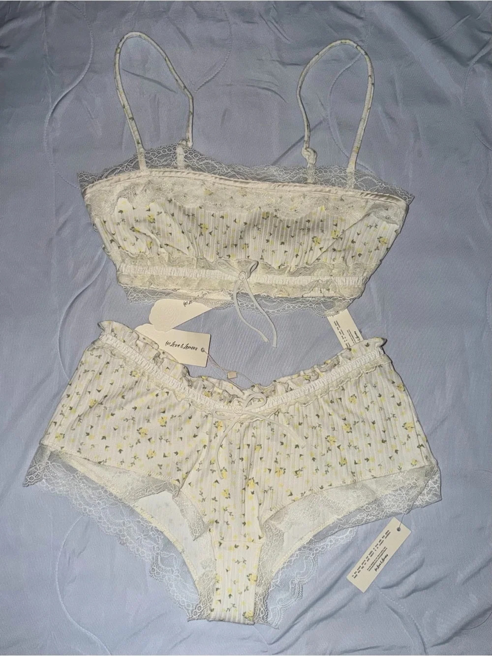 For Love & Lemons Dahlia Sleep Bralette and Short Set